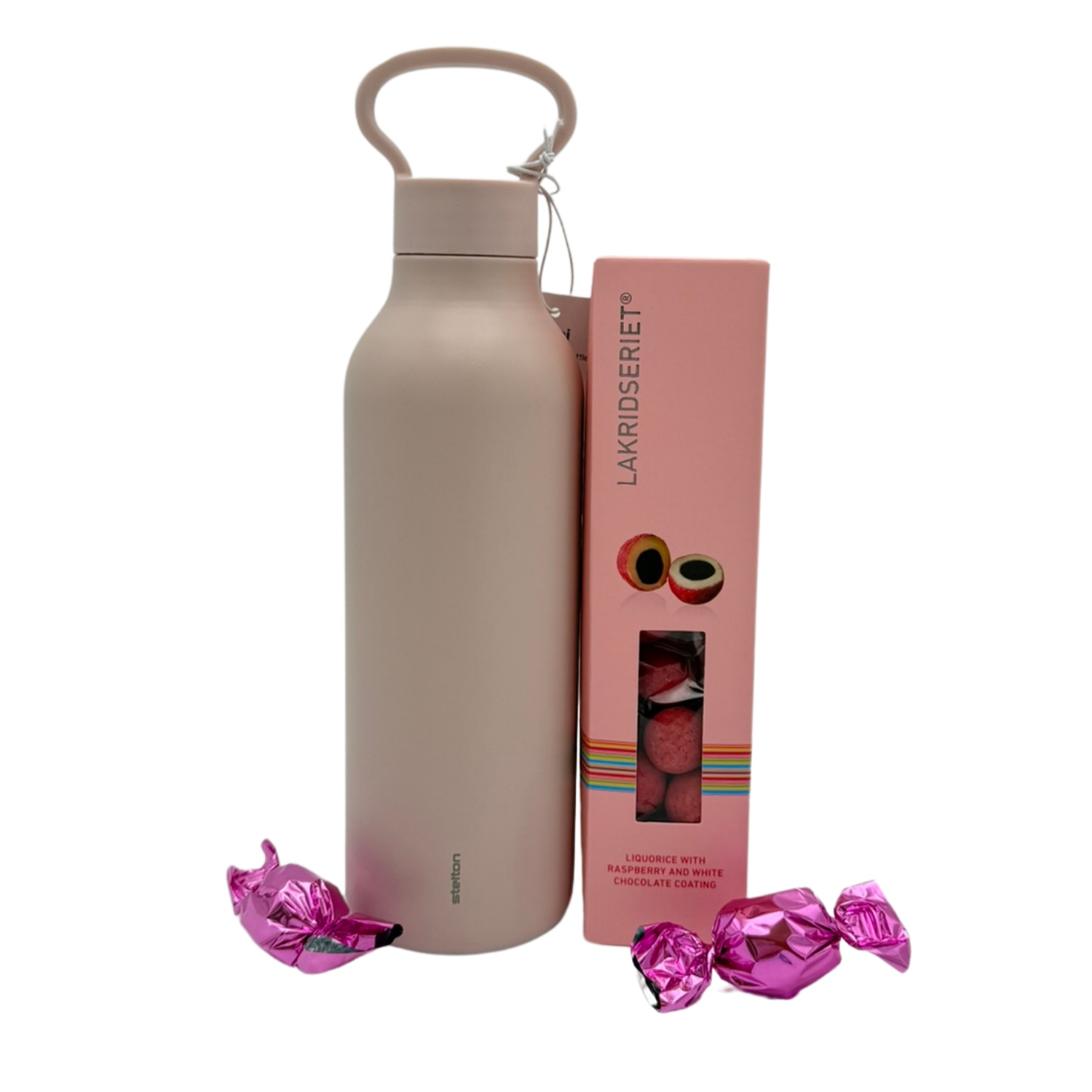 Gavebox | Stelton dusty rose termoflaske med Lakridseriet