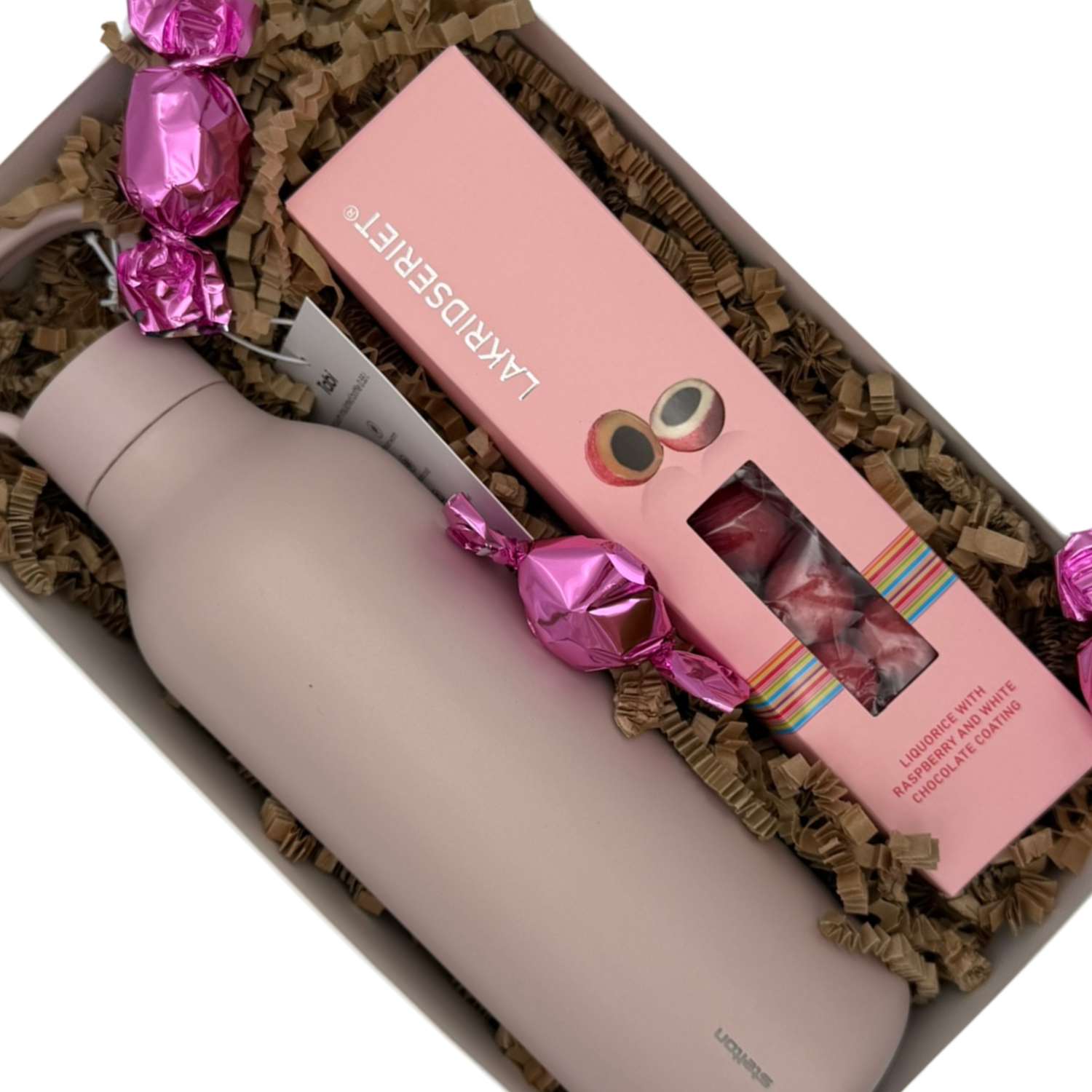 Gavebox | Stelton dusty rose termoflaske med Lakridseriet