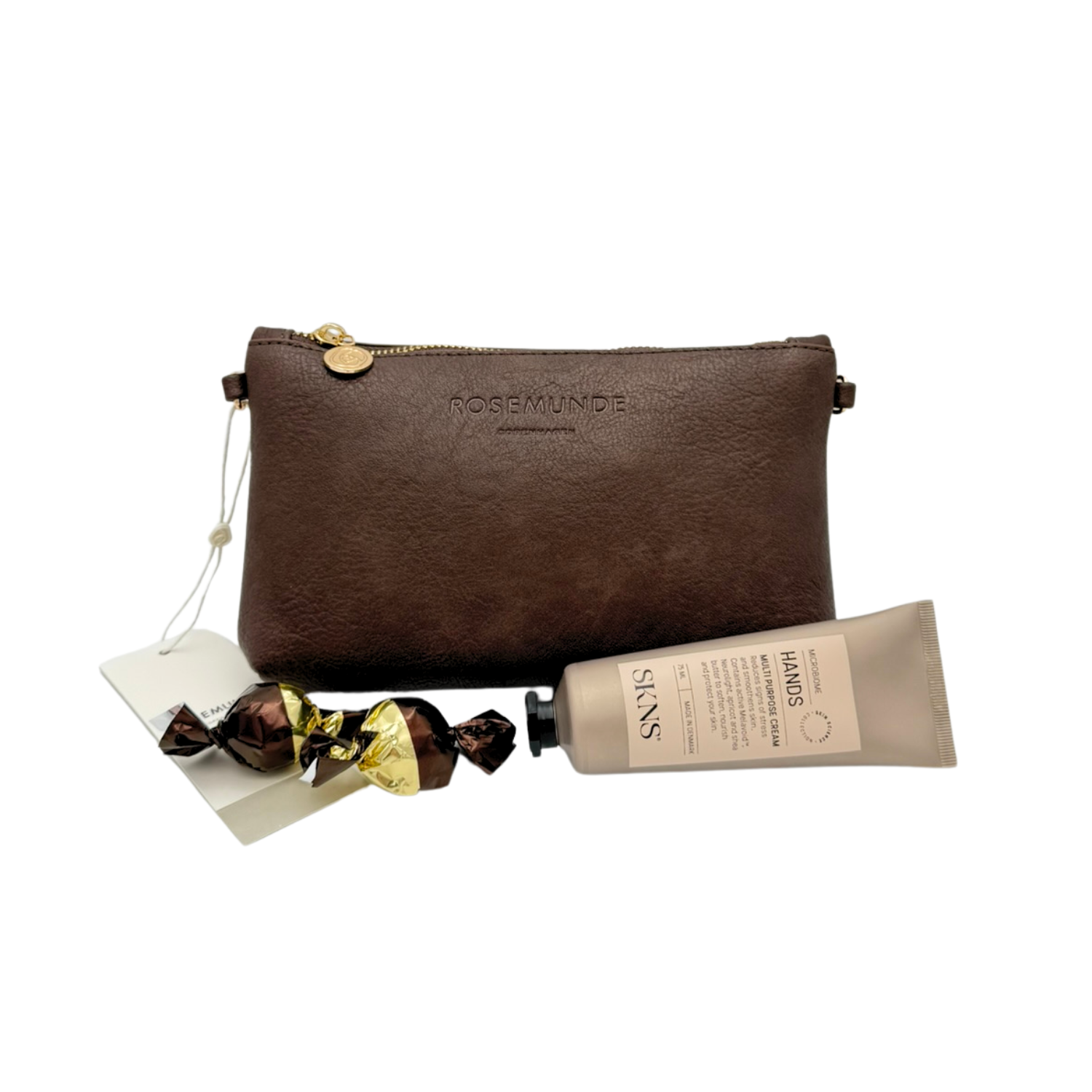 GAVEBOX | Rosemunde Clutch med SKNS og chokolade