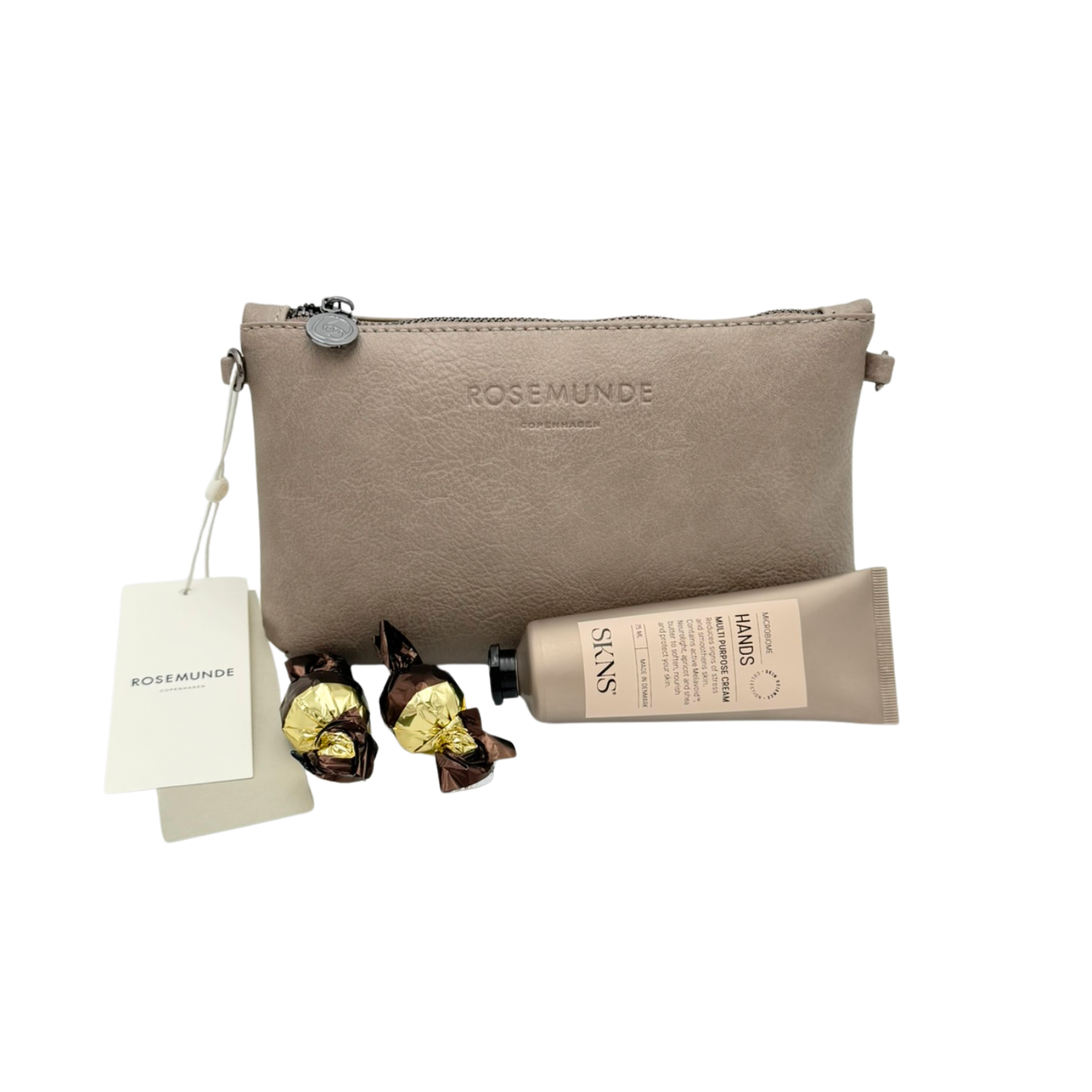 GAVEBOX | Rosemunde Clutch med SKNS og chokolade